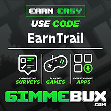 Earn easy, use code, Earntrail, completing surveys, playing games, downloading apps, gimmebux.com