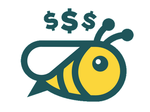 Honeygain logo, Yellow bee, dollar signs