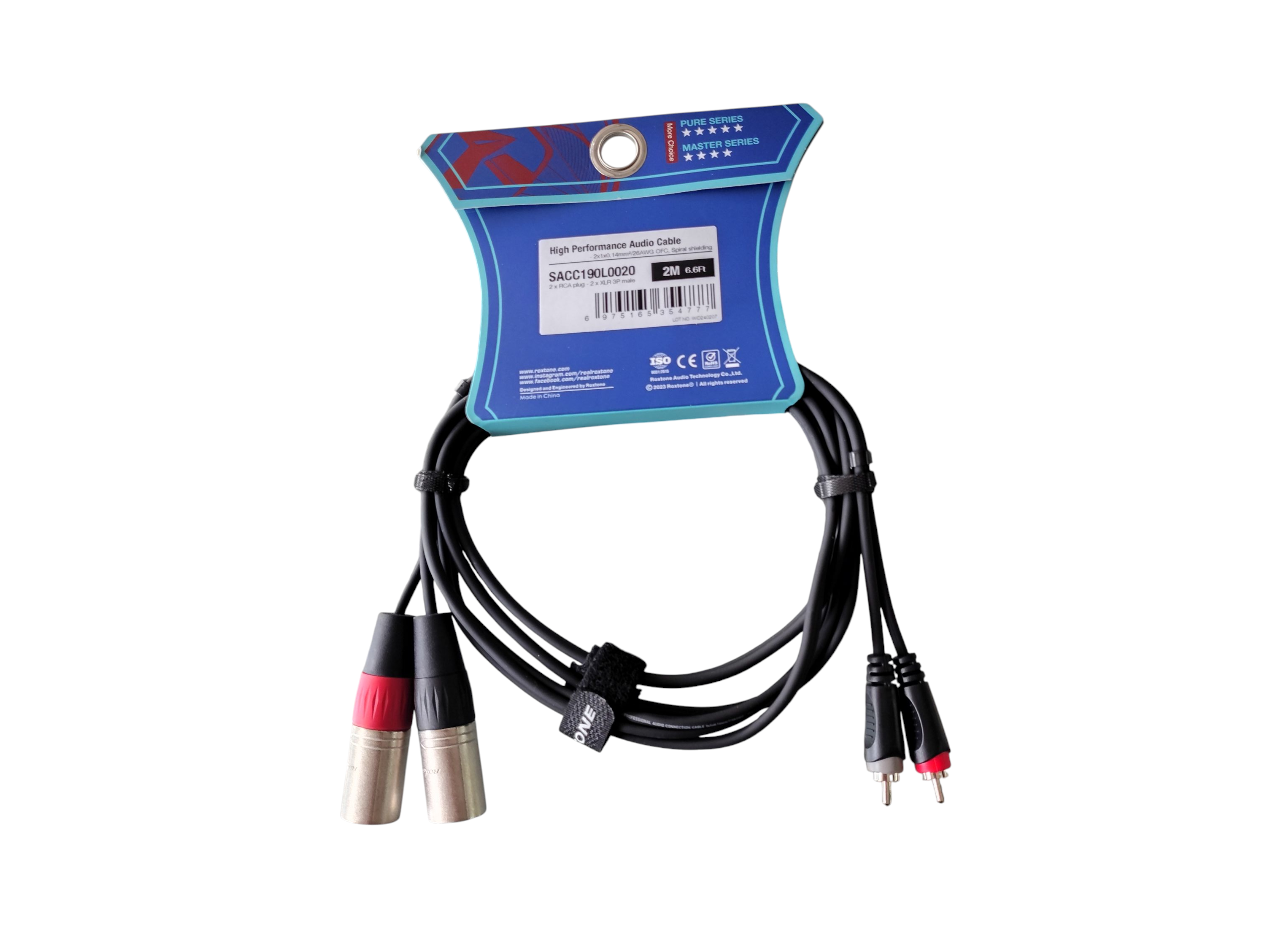 Cable de Audio 2 XLR Macho / 2RCA 