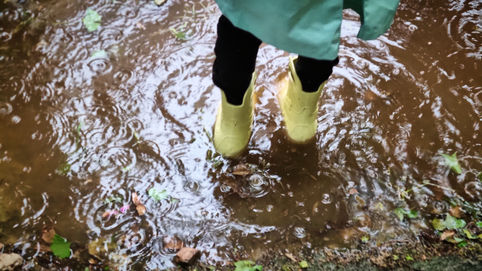 A kid on a rainy day