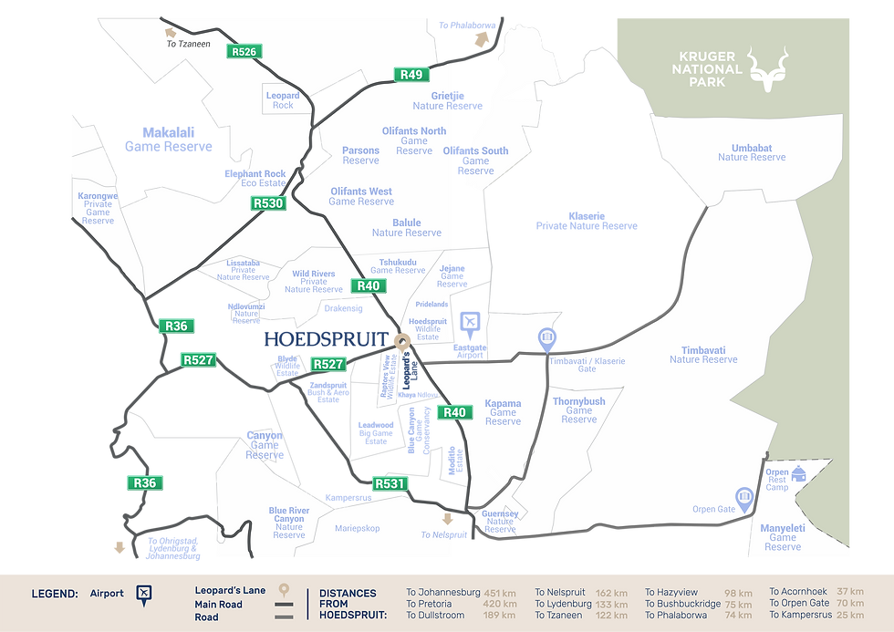 Leopard's Lane Hoedspruit Area Map