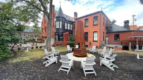 Outdoor art exhibit at Thacher & Rye