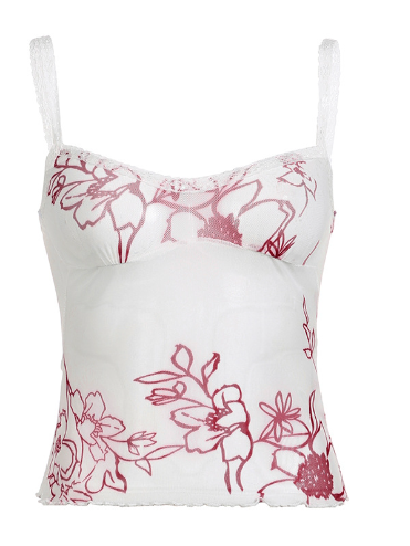 Miniatura: Floral Mesh Halter Tank Top