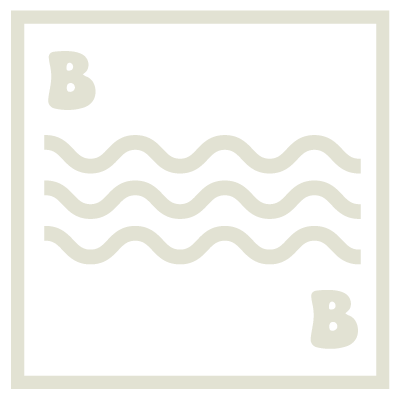 Beach lifestyle apparel logo with waves and the letter B