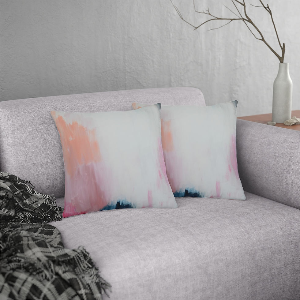 Thumbnail: Abstract Painting with Peach and Pink Pillow
