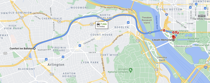 Google Maps directions from Comfort Inn to Capitol