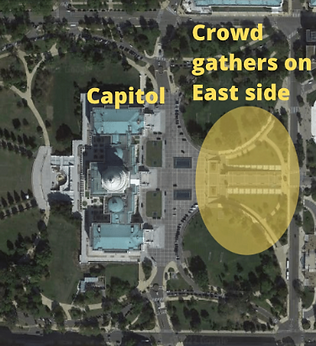 Map of crowd gathering at U.S. Capitol