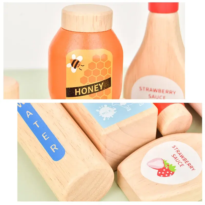 الصورة المصغرة: Juego de simulación de madera para bebidas,  de cocina y comida, Montessori.