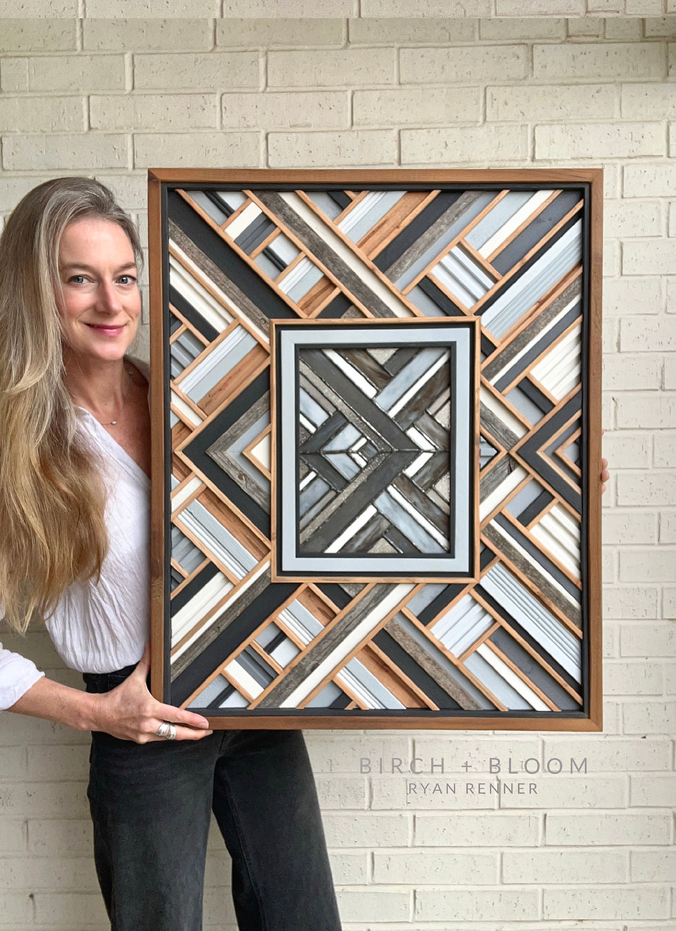 Thumbnail: BIRCH + BLOOM  Stained Glass/Wood Mosaic #377