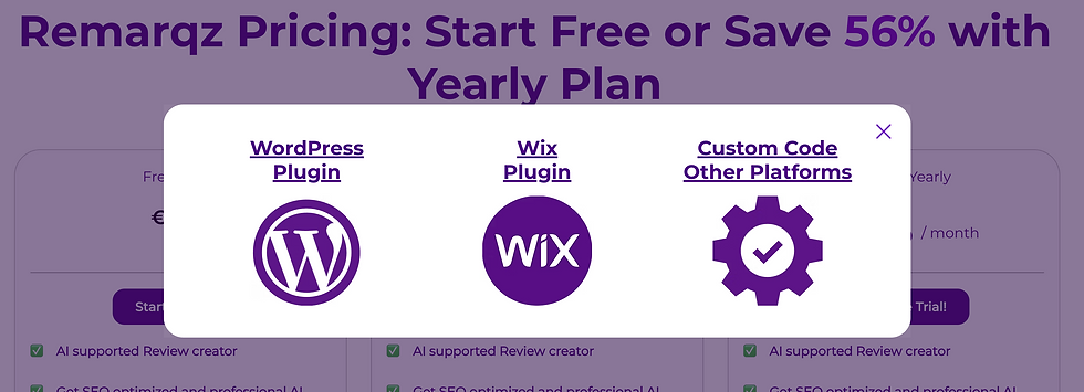 Integraties plugins van Remarqz, voor Wix & WordPress