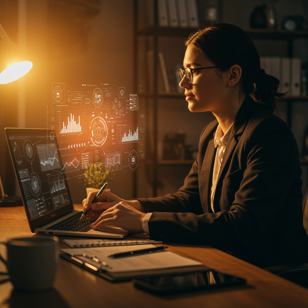 Business professional setting up Wix Studio integrations with CRM and analytics tools