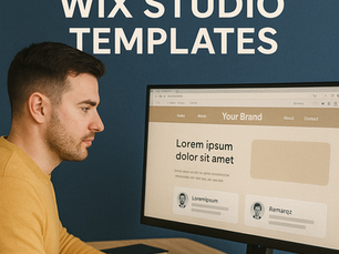 Flor-IT customizing Wix Studio templates with branding and Remarqz reviews on a computer screen