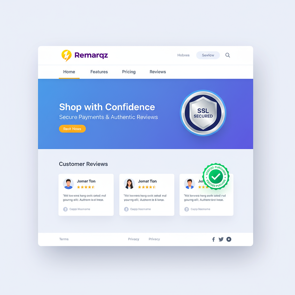 Professional website design showcasing trust elements like contact information and security features for customer confidence
