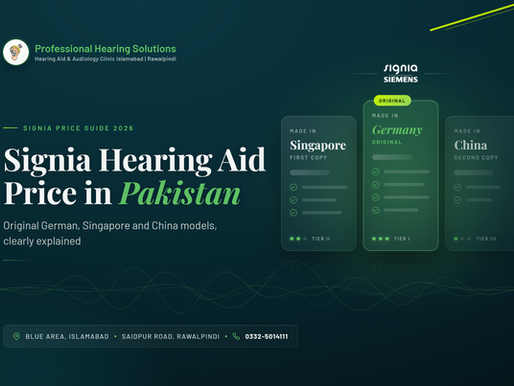 Signia hearing aid price in Pakistan 2026 for Prompt, Motion, Pure, Insio, Silk and Charge and Go models