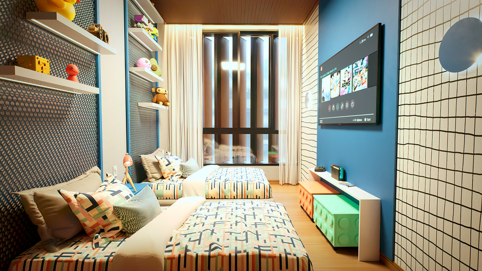 Renderização Interiores quarto infantil