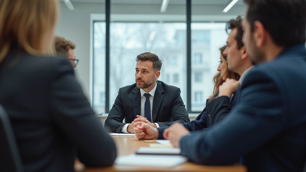 Eye-level view of a training session with government employees engaged in discussion