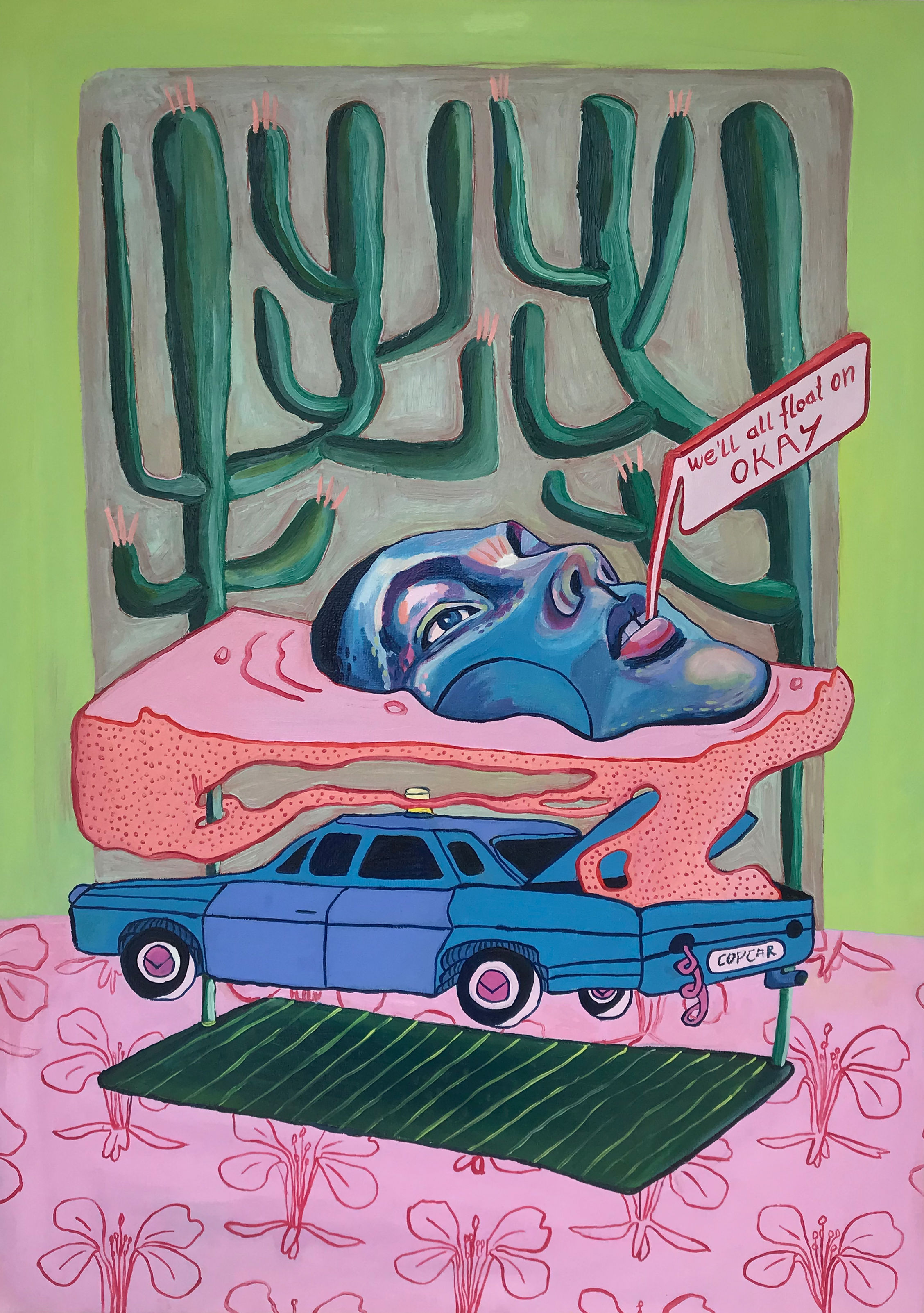 We all float on okay, Öl auf Leinwand, 2024