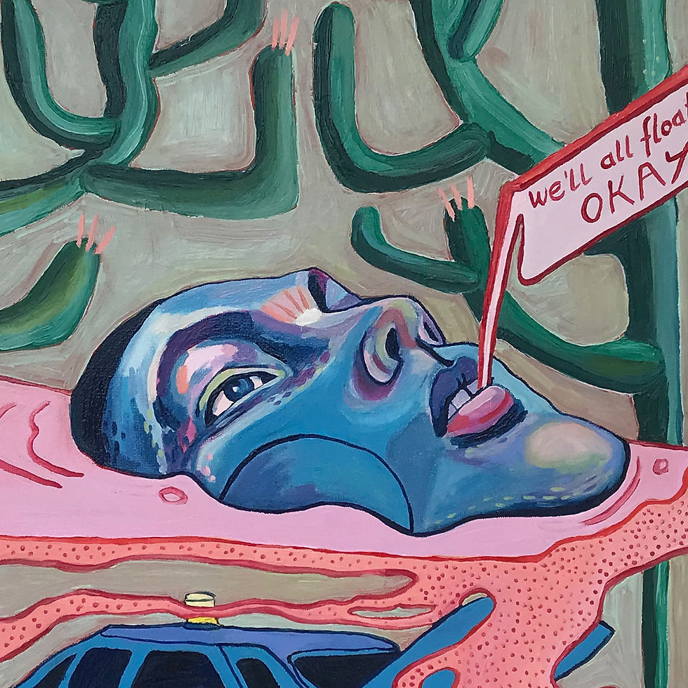 Thumbnail: We all float on okay, Öl auf Leinwand, 2024