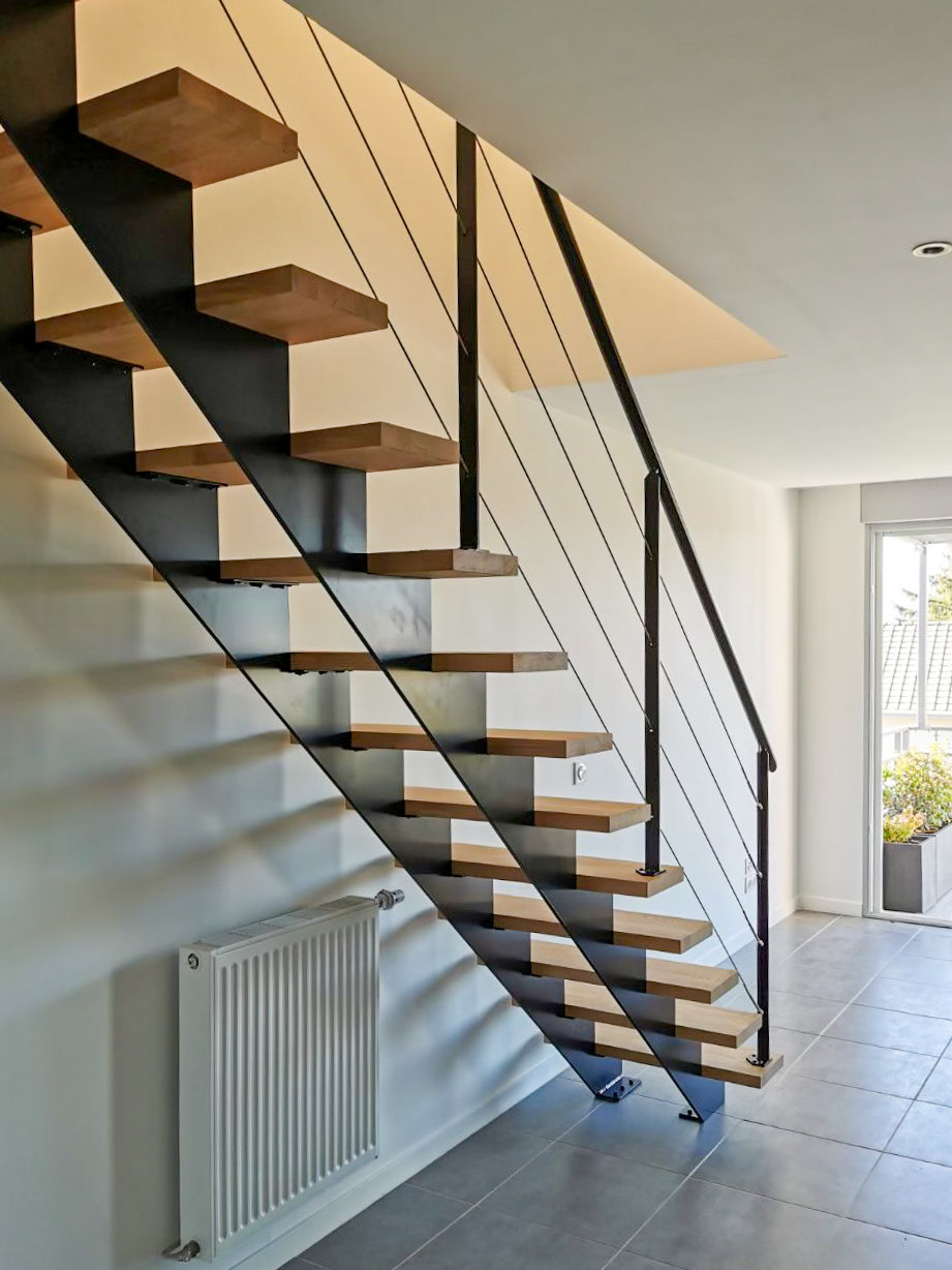 Escalier Métal à Double Limons sur Mesure avec Marches en Bois Grenoble — free download