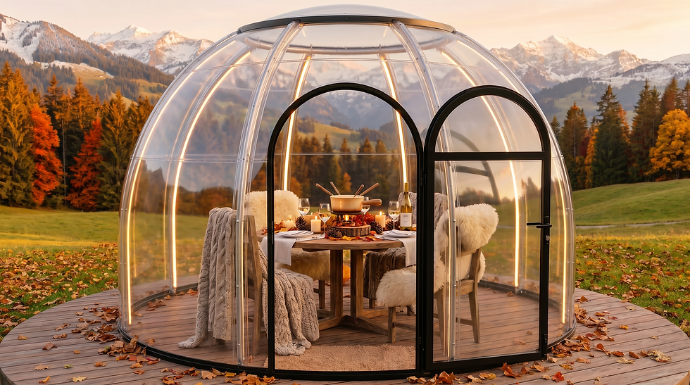 Fondue Dome von THE SPHERE als privates Restaurant-Separee für 2 bis 6 Personen