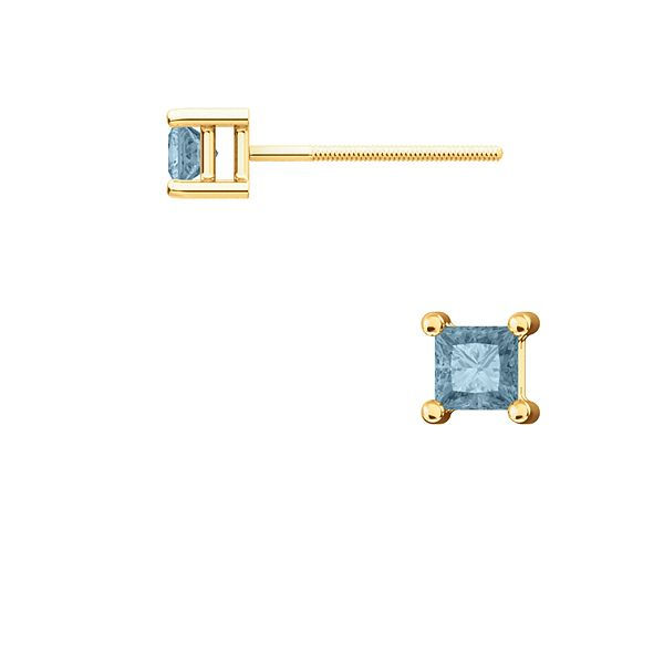 Thumbnail: The Square TEAL BLUE DIAMOND 4 Prong Earring