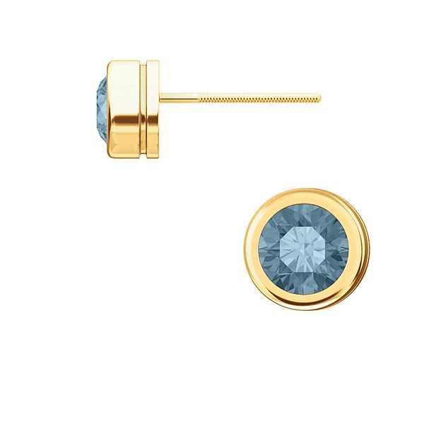 Thumbnail: The Round Bezel BLUE Diamond Earring