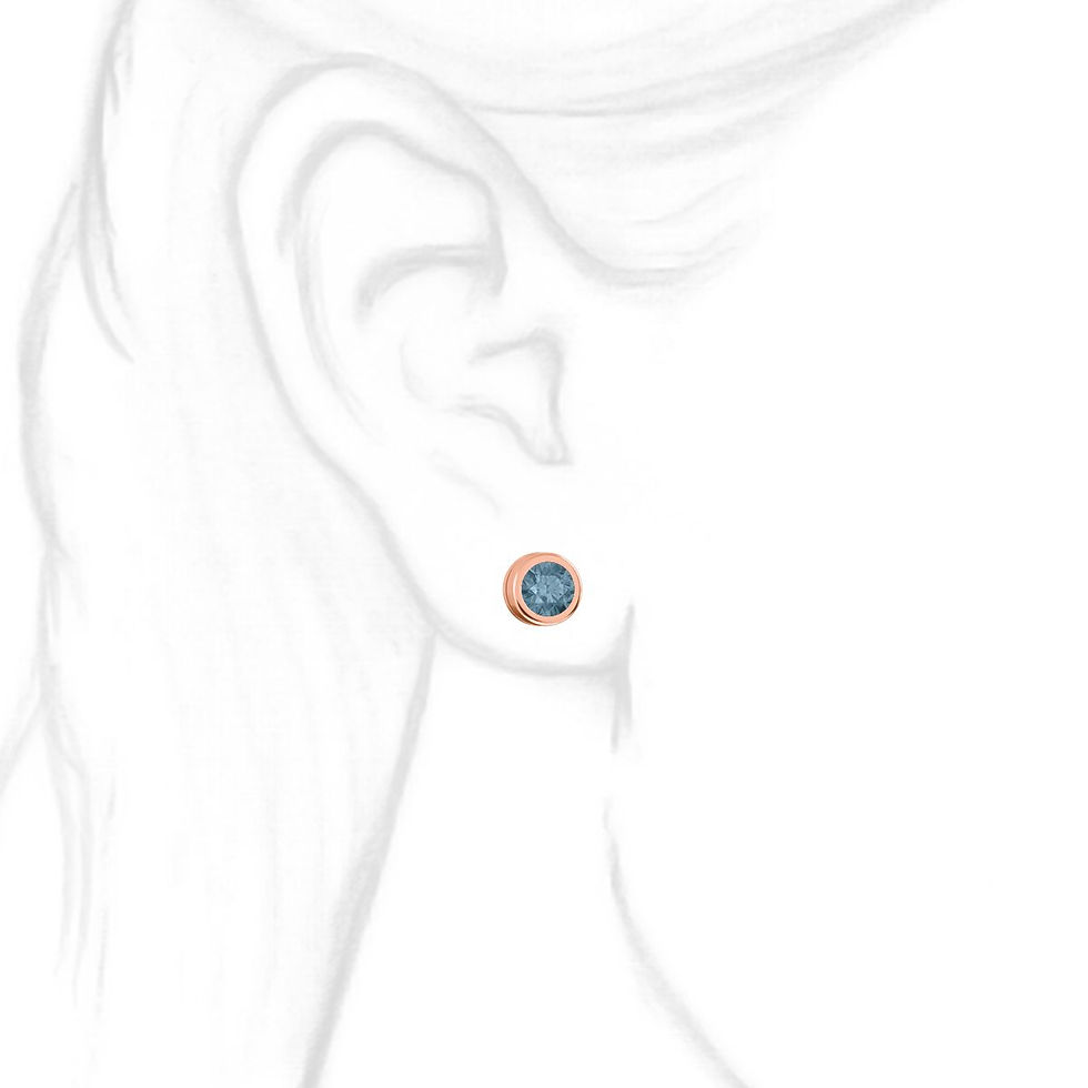 Thumbnail: The Round Bezel BLUE Diamond Earring