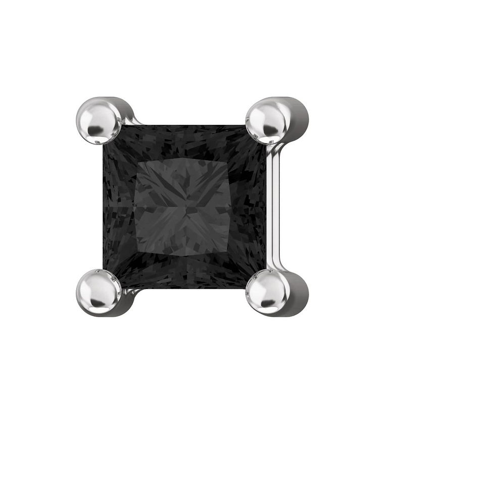 Thumbnail: The Square BLACK Diamond 4 Prong Earrings
