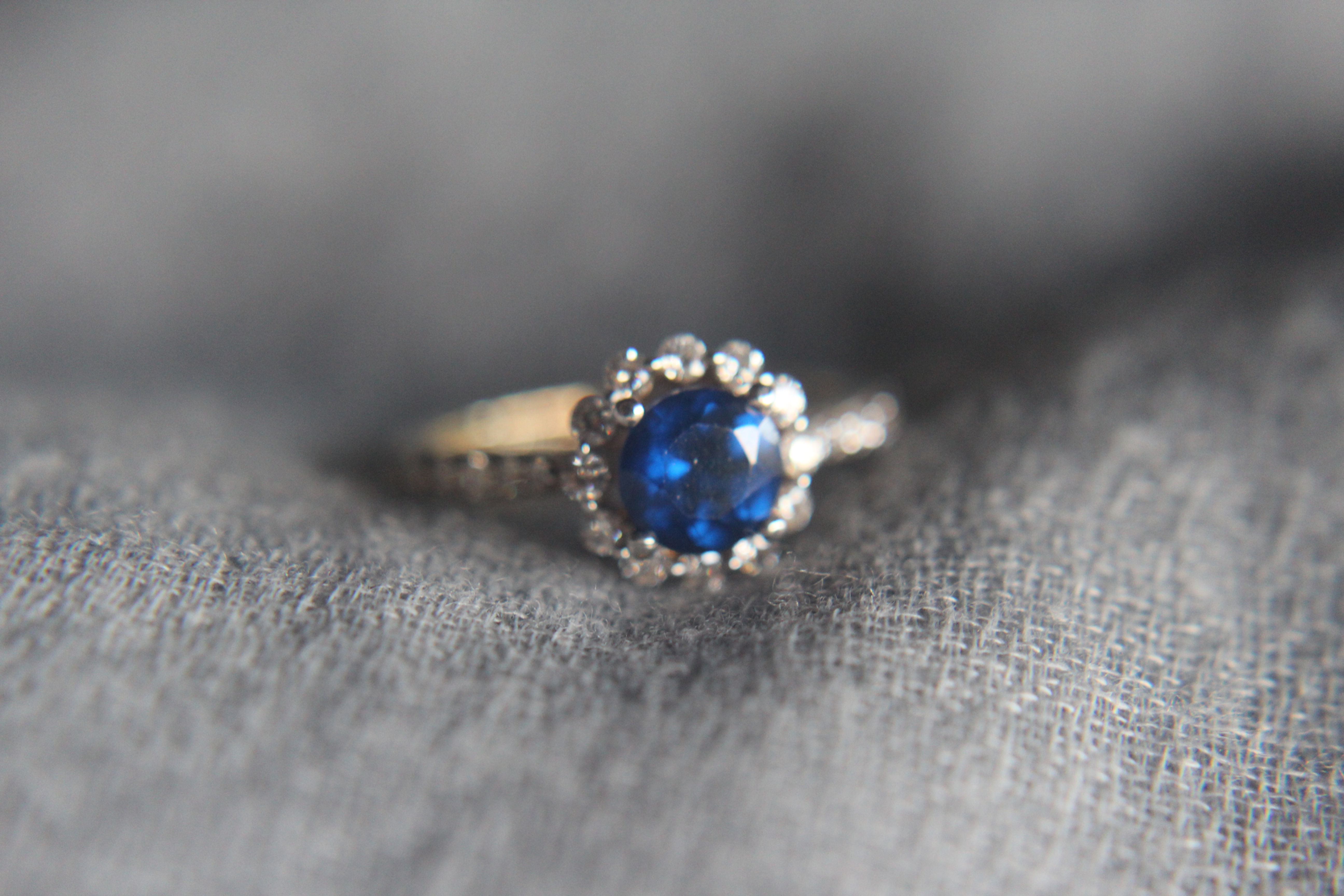 The Accented Round Halo Gold Ring (CZs)