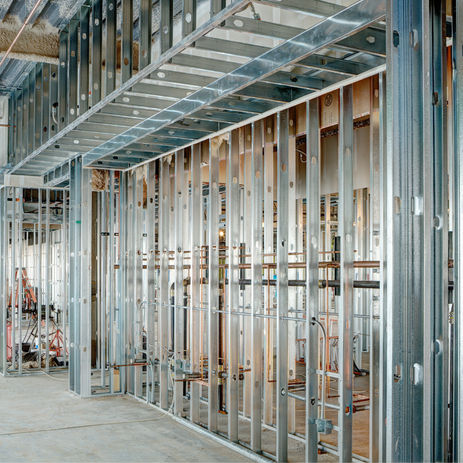 Steel studs used to frame in a large commercial building..jpg