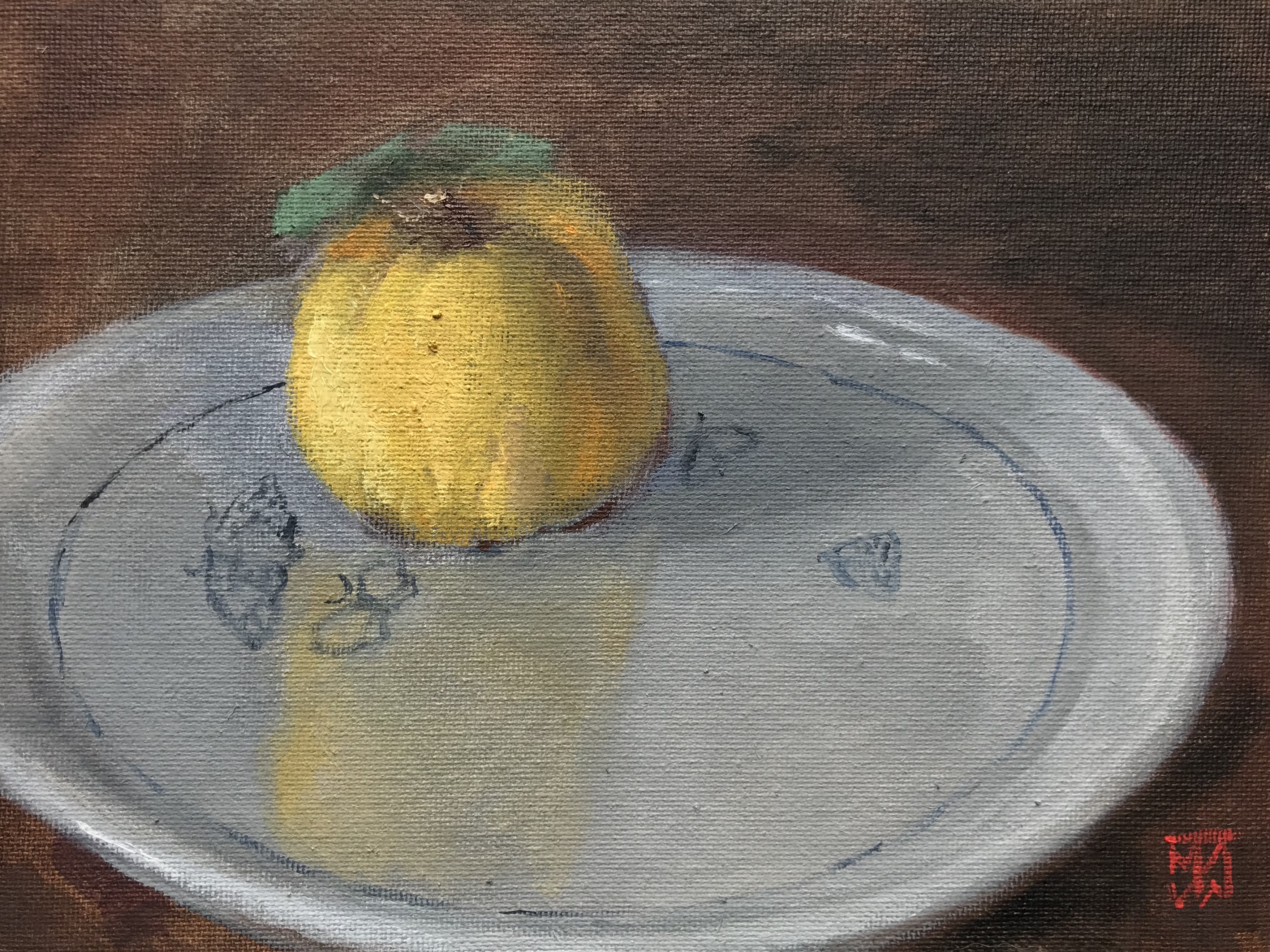 Yellow Apple on a Plate