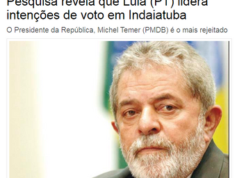 Pesquisa revela que Lula (PT) lidera intenções de voto em Indaiatuba