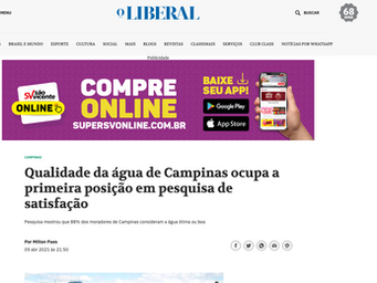 Qualidade da água de Campinas ocupa a primeira posição em pesquisa de satisfação