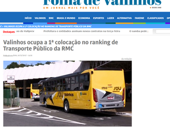 Valinhos ocupa a 1ª colocação no ranking de Transporte Público da RMC