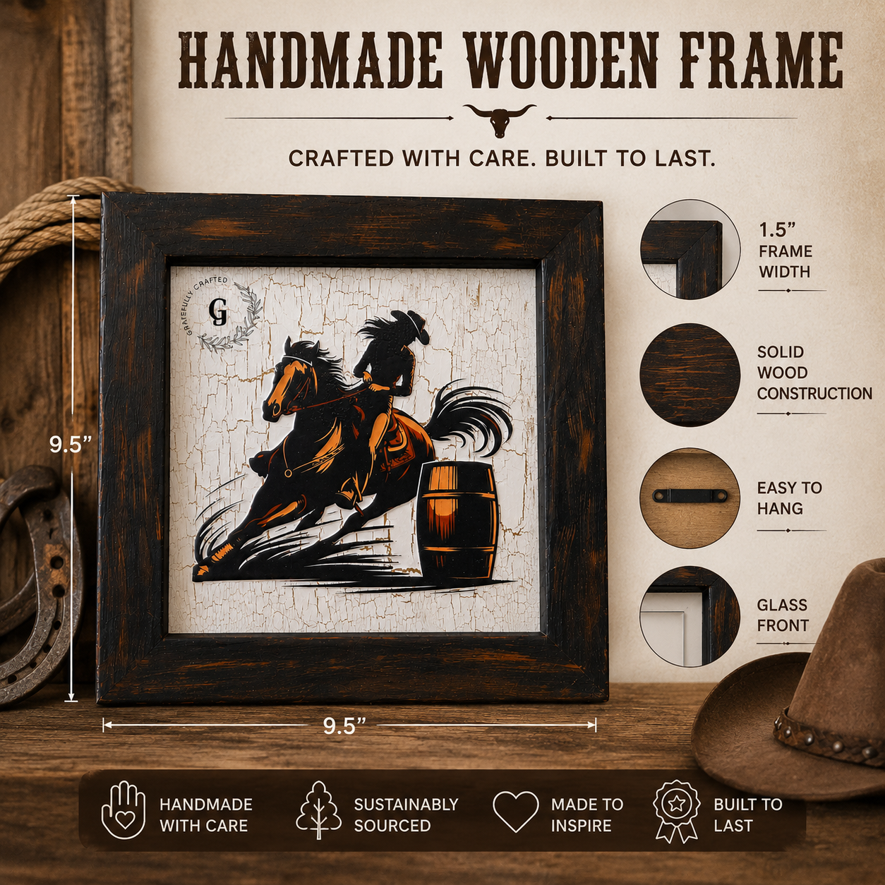 Handcrafted Western Barrel Racing Wall Decor