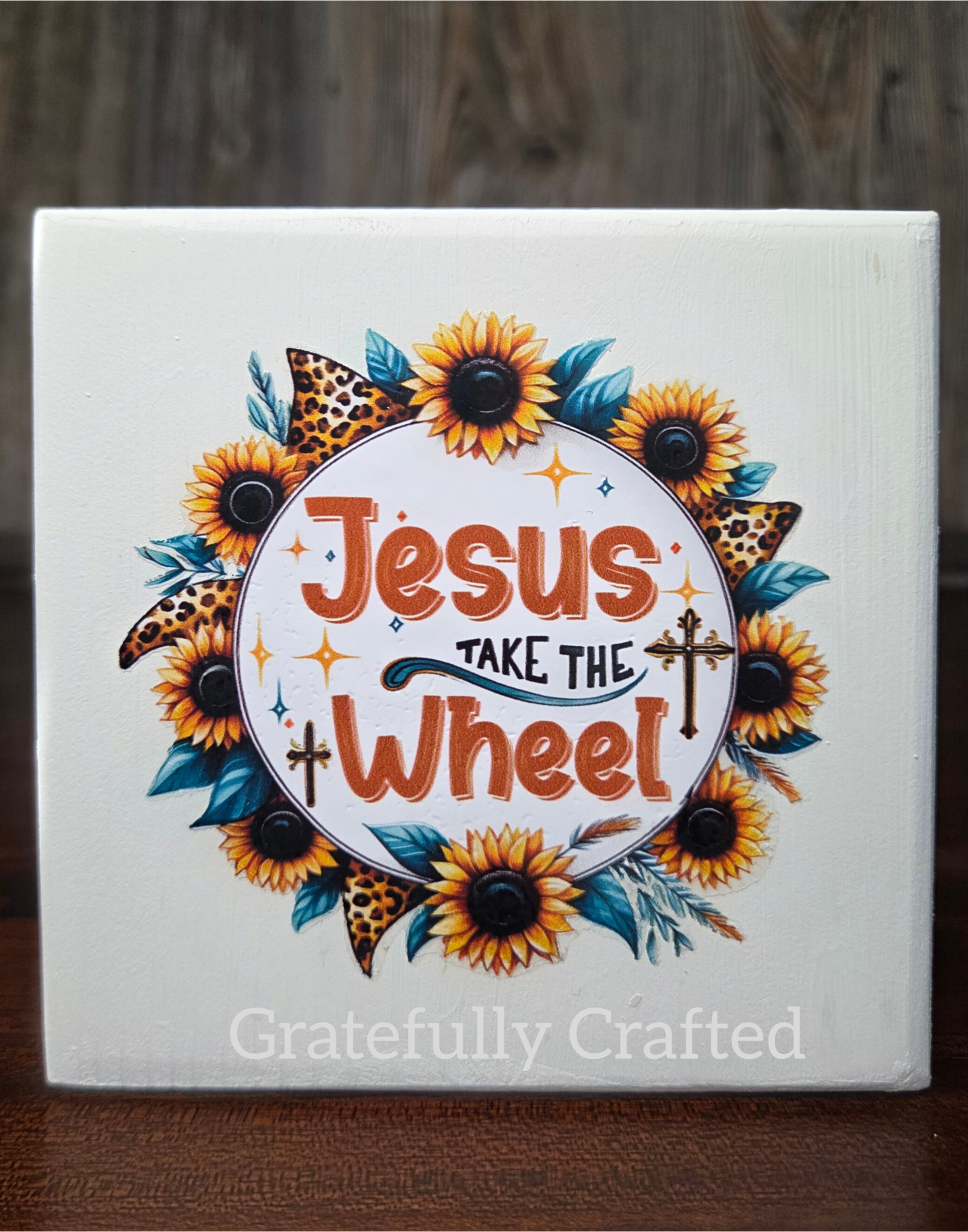 Jesus Take the Wheel – Sunflower Inspirational Christian Wall Decor