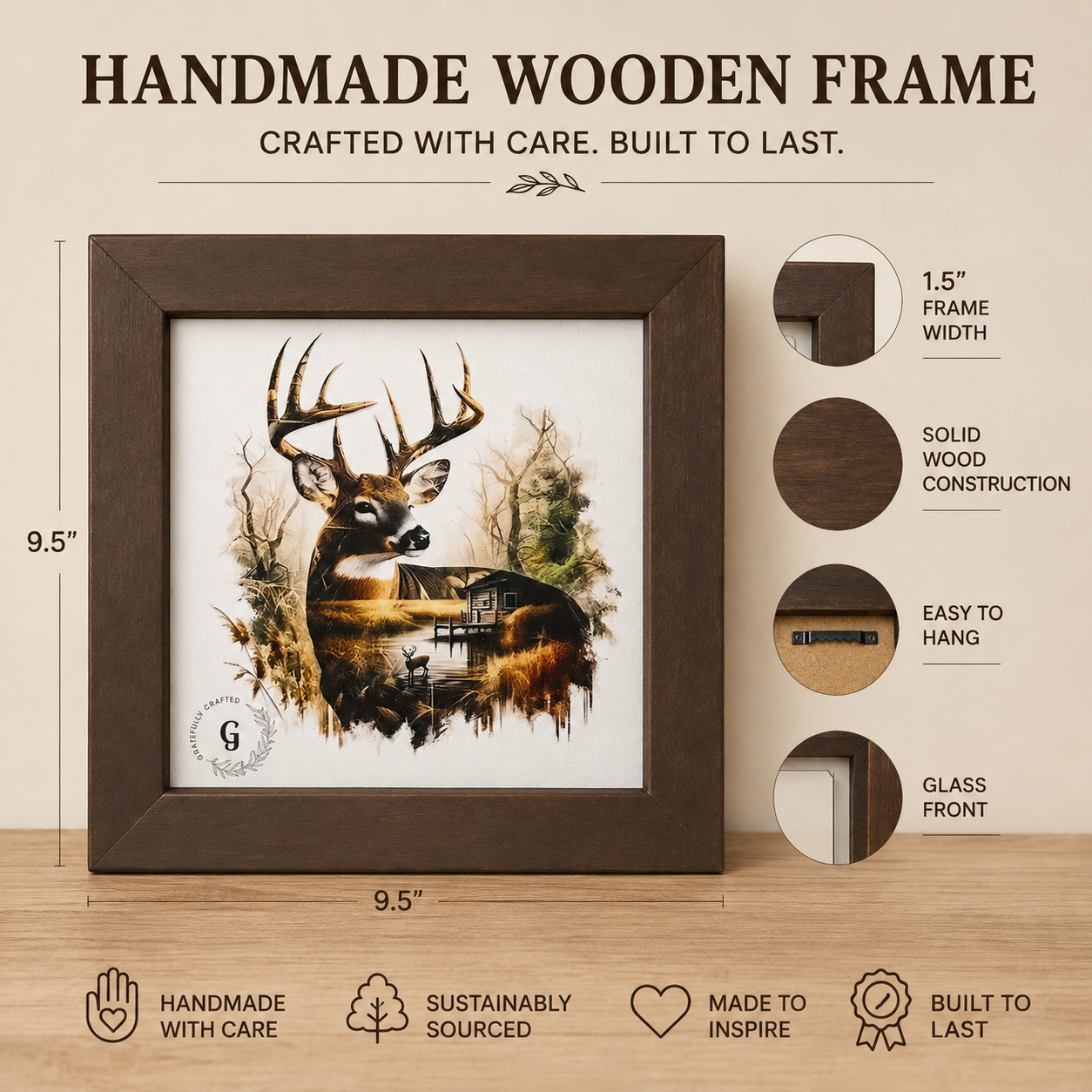 Handmade Wooden Framed Wall Art | Rustic Home Decor | Gratefully Crafted