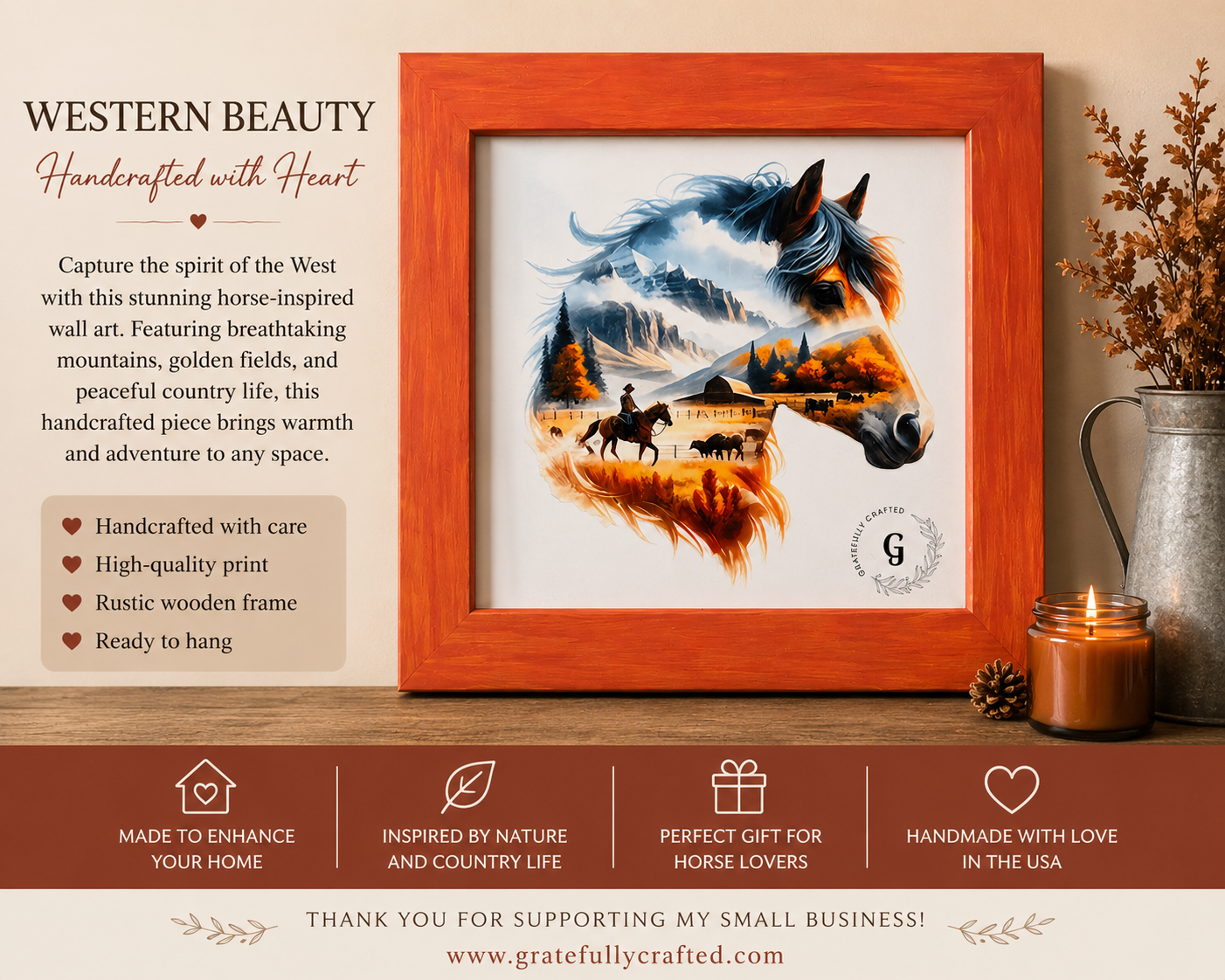 Western Beauty: Handcrafted Horse Wall Art