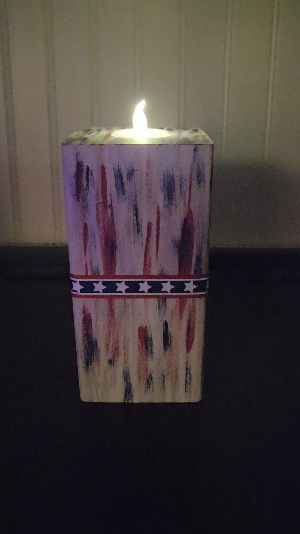 Thumbnail: Patriotic Wooden LED Candle | Rustic Americana Decor | Red White Blue Home Accen