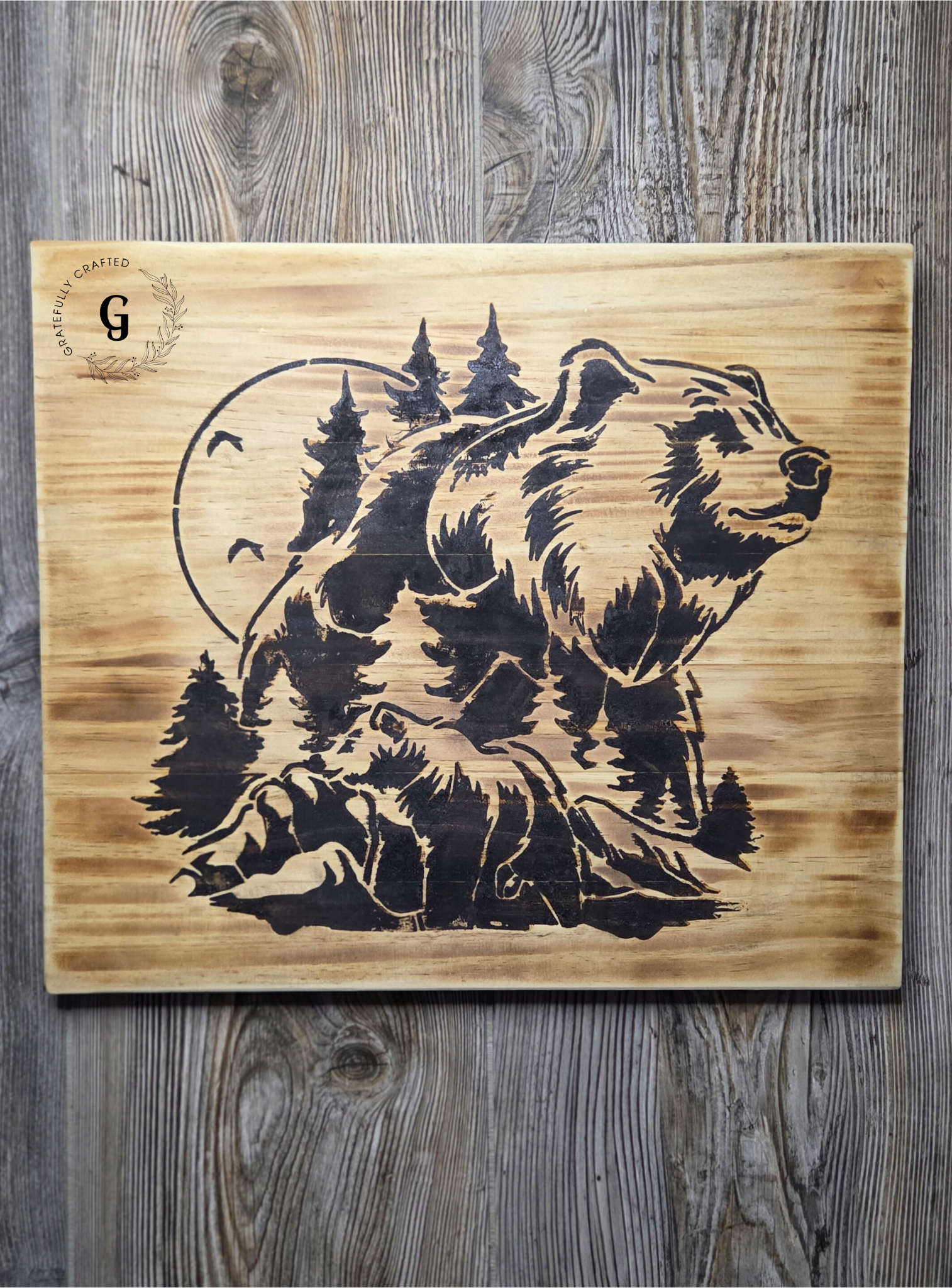 Rustic Bear Wilderness Wood Sign – Handcrafted Cabin & Lodge Wall Decor