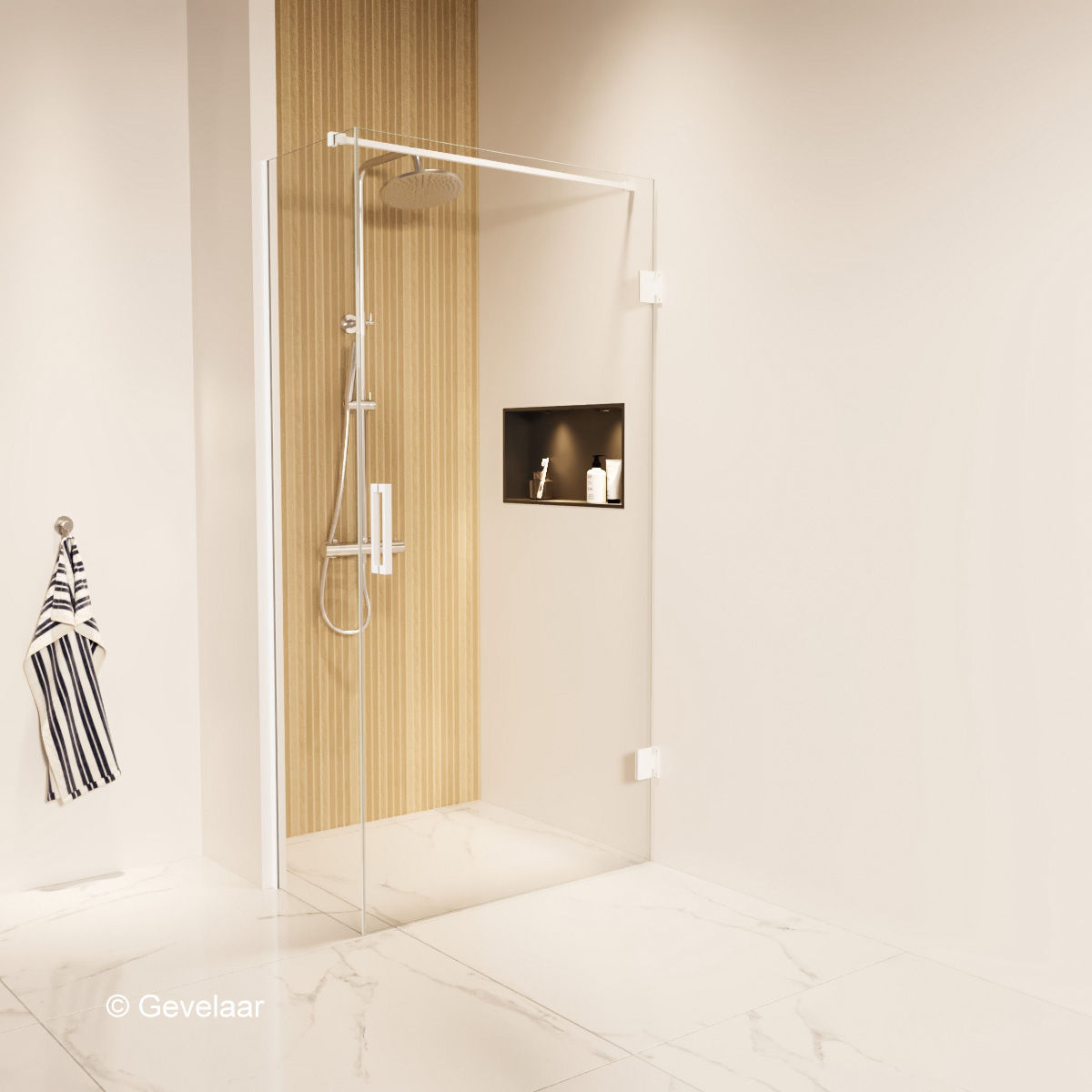 Thundra douchecabine helder incl. glasbehandeling 50 X 100 cm. Mat wit