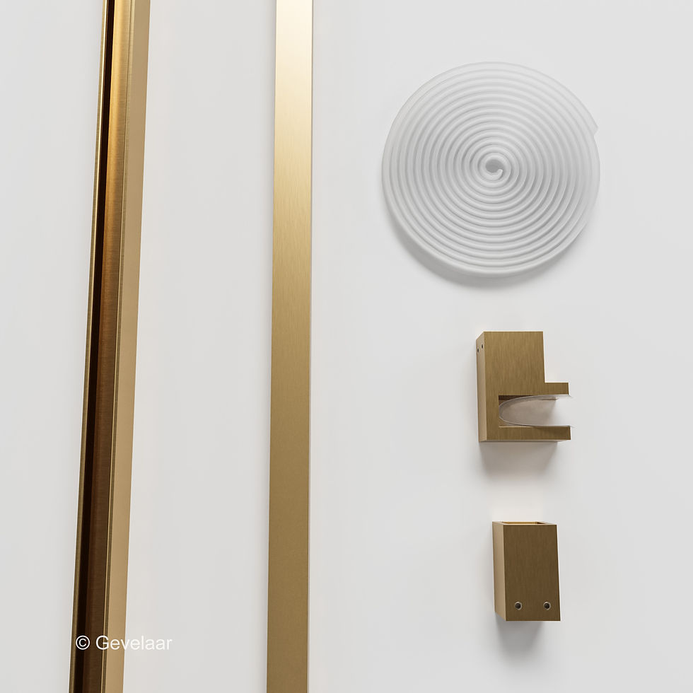 Thumbnail: Thundra inloopdouche helder incl. glasbehandeling 60x200 cm. Geborsteld goud
