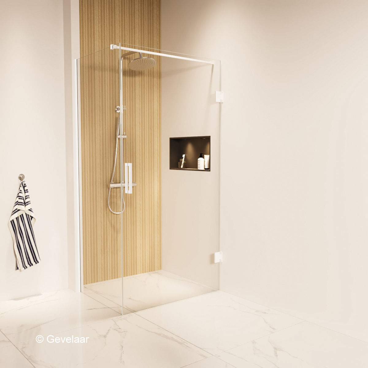 Thundra douchecabine helder incl. glasbehandeling 75 X 100 cm. Mat wit