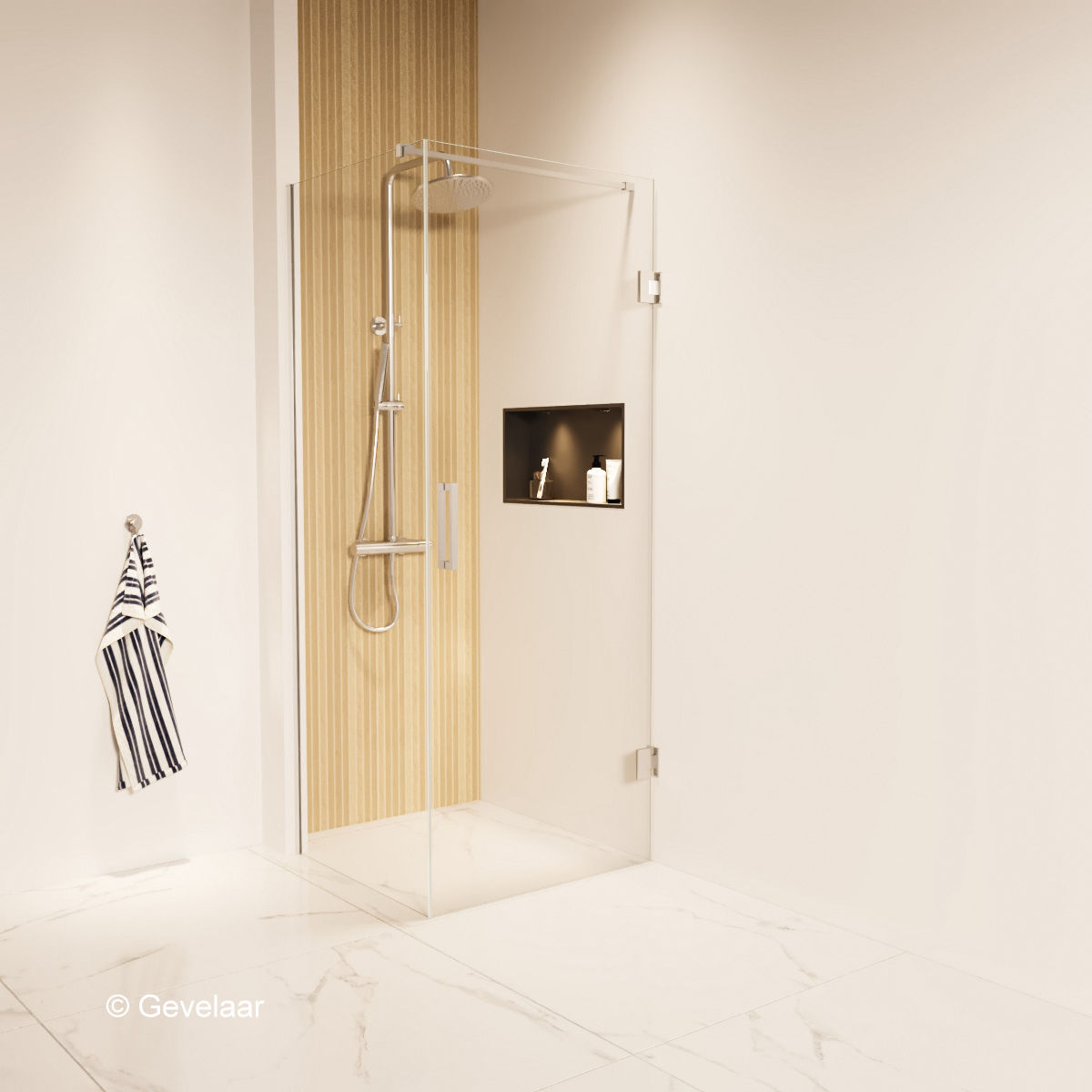 Thundra douchecabine helder incl. glasbehandeling 75 X 80 cm. Chroom