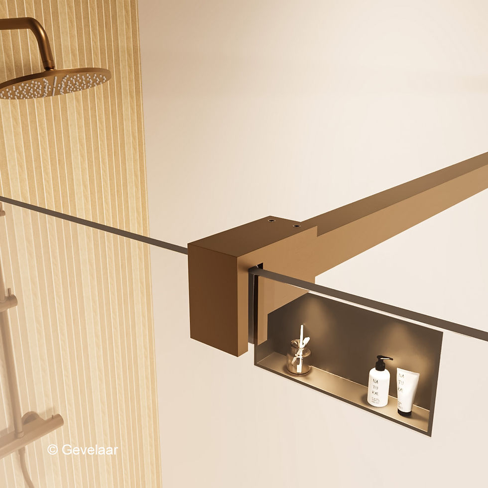 Thumbnail: Thundra inloopdouche helder incl. glasbehandeling 100x200 cm. Brons koper