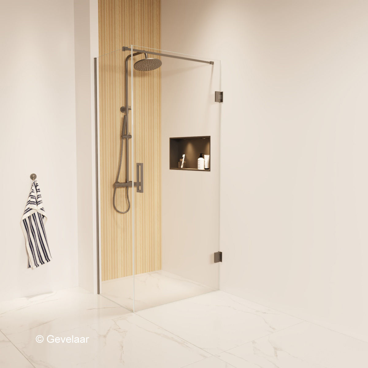 Thundra douchecabine helder incl. glasbehandeling 60 X 90 cm. Gunmetal