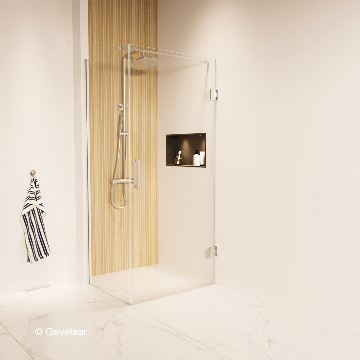 Thundra douchecabine helder incl. glasbehandeling 75 X 90 cm. Chroom