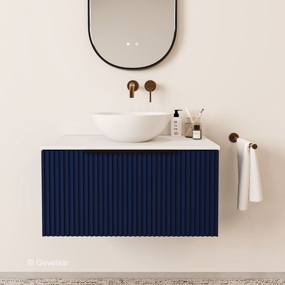 Tanaro Sobia Rib badmeubel intens blauw 80cm afdekblad mat wit 1 lade