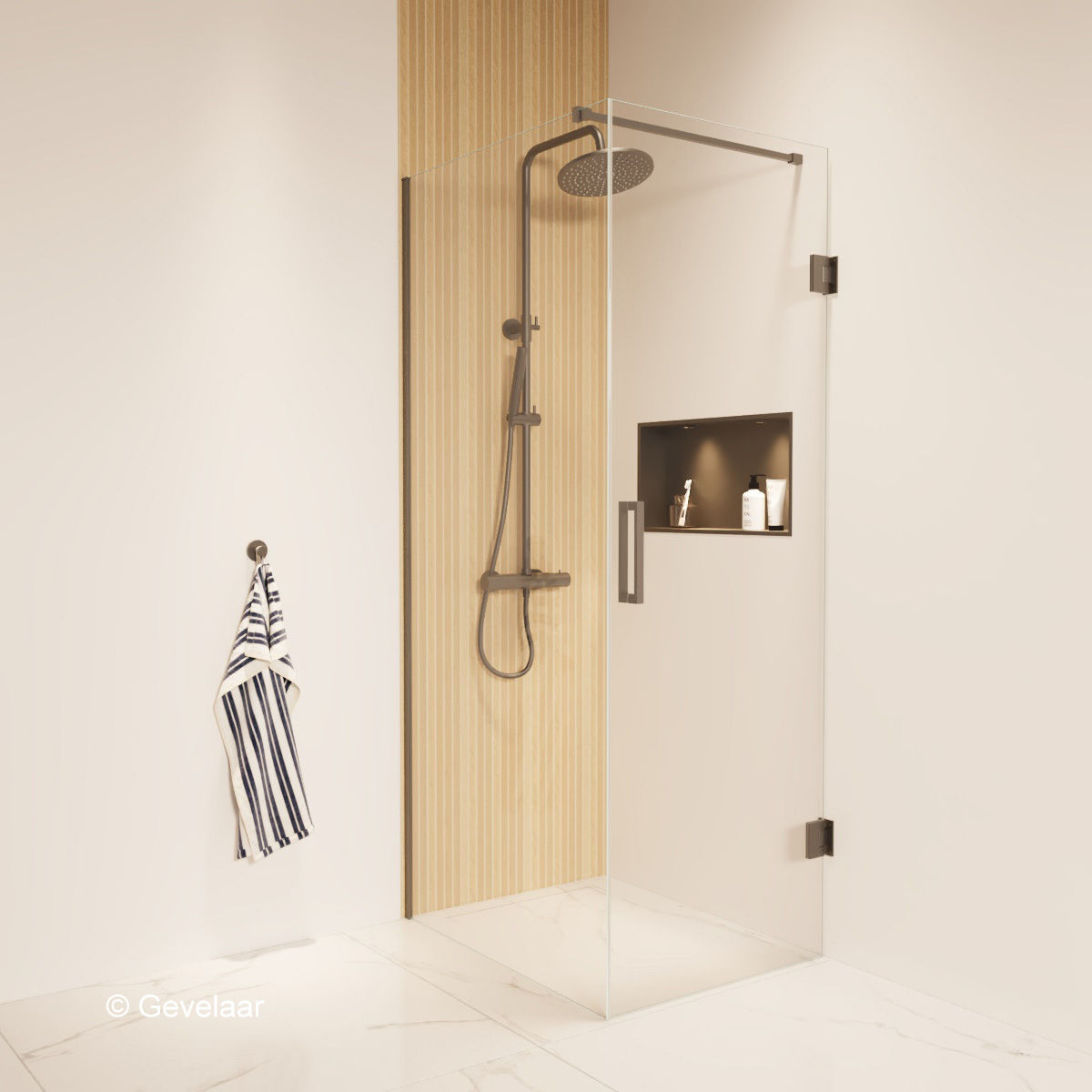 Thundra douchecabine helder incl. glasbehandeling 90 X 70 cm. Gunmetal