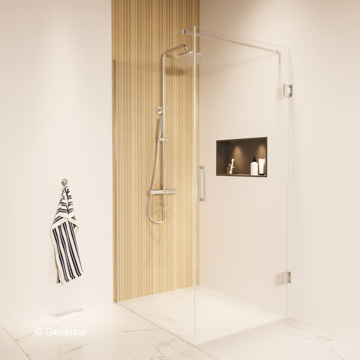 Thundra douchecabine helder incl. glasbehandeling 110 X 90 cm. Chroom